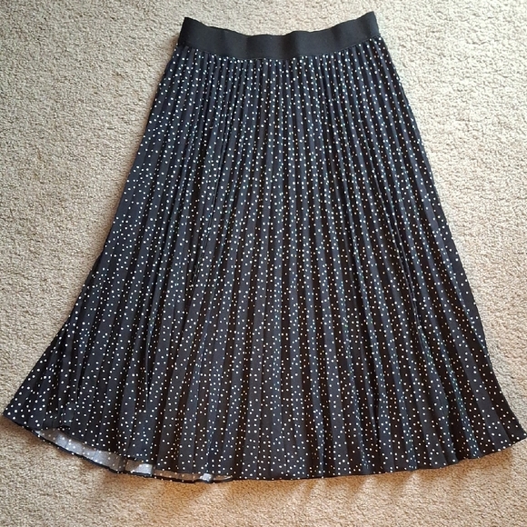 Kate Kasin Dresses & Skirts - Stylish Black A-Line Skirt with White Dots